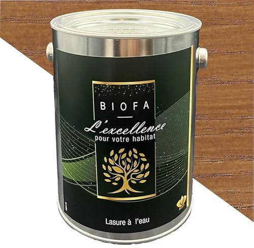 Lasure à l'eau Biofa 10L - pour bois intérieur et extérieur - Faible en COV (Chene Foncé)