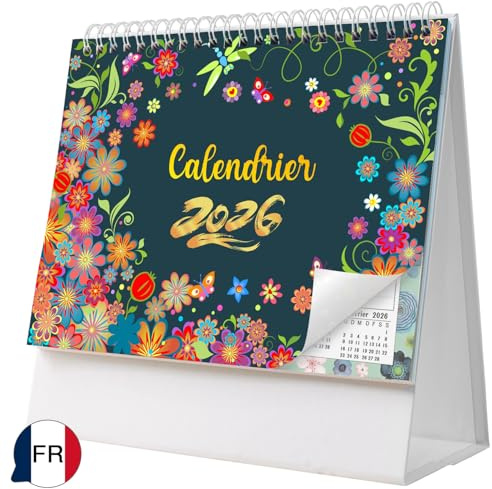 AEYAKA Calendriers de Bureau 2026 Calendriers Novembre 2025 à Décembre 2026, 20 x 20,5 cm Français C08 (Noir 3)