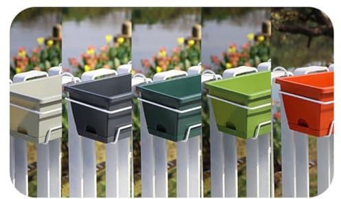 FUANA Rechteckiger Blumentopf aus Kunststoff für den Innen- und Außenbereich, 35 x 19 x 14,5 cm, Garten-Pflanzgefäß mit rutschfestem Boden, kompatibel mit Sukkulenten, Farnen, Gemüse, Hellgrün