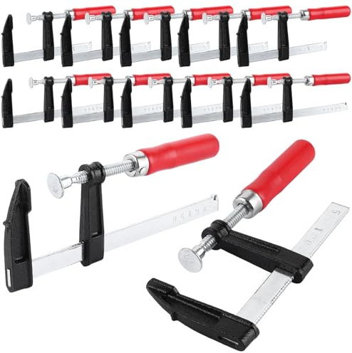 DAJAVE 10 Stück Schraubzwinge Set, Schraubzwingen Klein Spanner, Spannweite 100mm/200mm, Dehnbereich 200mm/285mm, F Klemmen Stahl und Nylon für präzises Fixieren