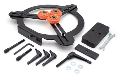 LeTkingok Wood Lathe Steady Rest, Round Workpiece Support Stand 3-Wheel Anti-Vibration Tool for Woodturning