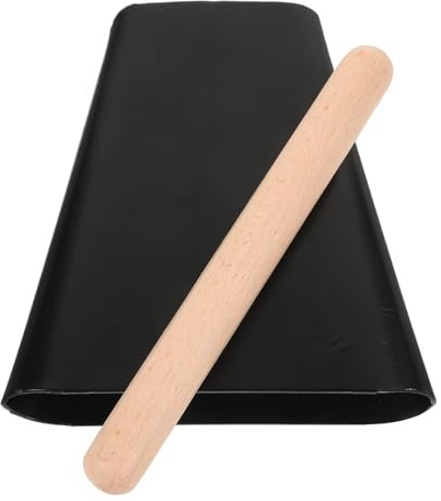 SECFOU Cencerro Metálico de Percusión 4 Pulgadas con Palo, Instrumento Musical para Animar Eventos Deportivos y Fútbol, Campana de Mano Compacta para Niños y Adultos, Sonido Fuerte