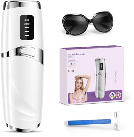Depiladora Laser con Función de Refrigeración, Depiladora Luz Pulsada con 5 Niveles de Energía, para Mujer y Hombre, Bikini, Axilas, Cara