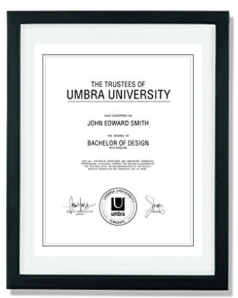 Umbra Document 13x16 Frame Floats Document or Photo in Sleek Wood and Glass- Black