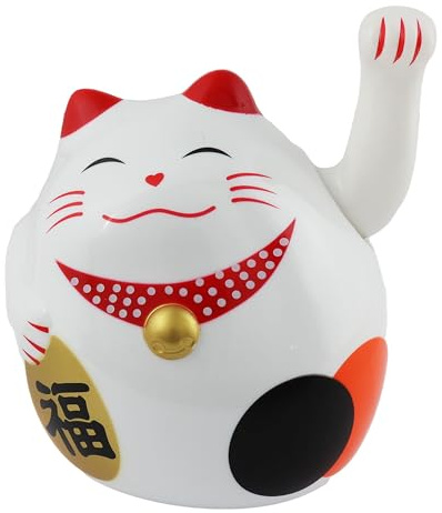 Freak Scene Glückskatze - Maneki-Neko - rundliche Winkekatze 11 cm - weiß