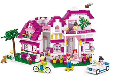 Sluban Klemmbausteine SL95306, Große Villa (726 Teile) [M38-B0536], Spielset, Klemmbausteine, City, mit Spielfigur, Mädchenträume, Bunt