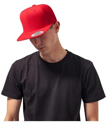 Flexfit Unisex klassisk snapback-keps, män och kvinnor, finns i över 20 färger, en storlek passar alla, Röd/röd, En Storlek