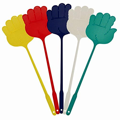 Pack of 5 Coloured Plastic Fly Wasp Swatters Swat Insect Catcher Bug Swatter