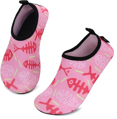 SAGUARO Chaussure Aquatiques Plage Séchage Rapide Chaussettes de Plongée Indoor Socke Garçon Fille pour Plage Surf Piscine Pool Yoga Sport Aquatique,Cherry Blossom Rose 20/21 EU