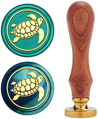 craspire Wachs-Siegel-Stempel, Jahrgang Wachssiegelstempel Meeresschildkröte Retro Holzstempel Abnehmbar Messingkopf 25 mm Für Hochzeit Umschläge Einladungen Verschönerung