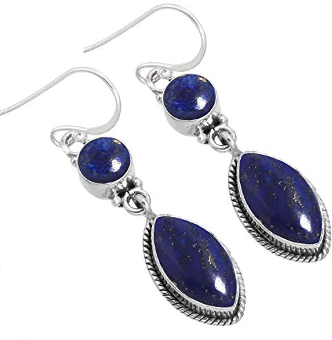 Natürlicher Edelstein Tropfen Ohrhänger für Frauen Achat, Lapislazuli, Onyx, Perle Marquise Rund Boho Echt 925 Sterling Silber Handgefertigter Schmuck