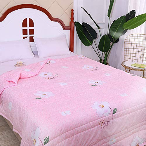 FANSU Copriletto Trapuntato Matrimoniale Singolo Elegante Reversibile Coperta Trapunta Primaverile Estivo Antipolveri Copri Letto per Camera da Letto (Fiore Rosa,140x200cm)