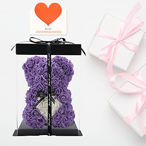 UYKJKWRT Rose Bär für Frauen, Muttertag handgemachte Blumen Teddybär Geschenke für Frauen Mama von Tochter, Rose Teddybär Valentines Geschenke für Frau Ihr, Geburtstag Rose Bär für Mama