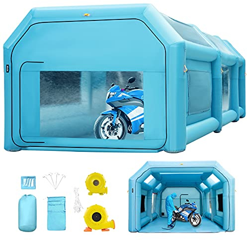 VEVOR Cabine de pulvérisation gonflable - 4 m/6 m/8 m - Tente 210D Oxford PVC - Cabine de peinture de voiture avec 2 portes amovibles - Ventilateur inclus - Idéal pour la peinture de voiture et la