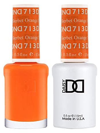 DND Gel Polish Set, Orange Collection, UV/LED Gel Polish and Air Dry Nail Lacquer, Matching Chip-Free Polish Duo, 713 Orange Sherbet, 0.5 Fl Oz