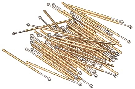 sourcing map 50 Stück Feder Prüfspitze Stift 1.5mm Spitze 24.2mm für Leiterplatten Testkontakt
