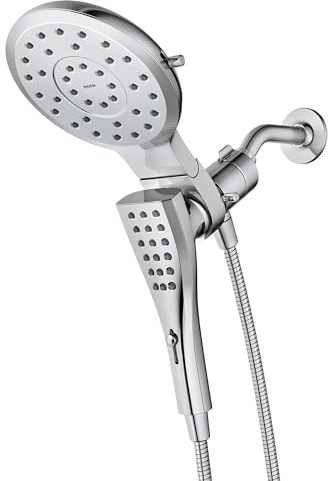 Moen Verso 220C2EP - Alcachofa de ducha de lluvia y ducha de mano con disco Infiniti Dial y acoplamiento Magnetix, manguera de 152,4 cm, cromado