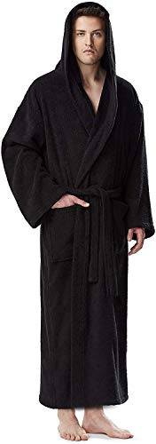 Arus Herren Bademantel waden- oder extra-lang 100% Baumwolle Frottee (380 g/m²) OEKO-TEX® zertifiziert mit Kapuze
