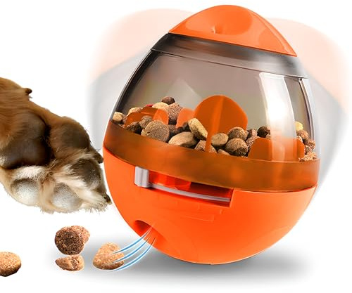Zellar Interactive Treat Puzzle Dog Toy - Slow Feeder, Brain Stimulating Enrichment for Small & Medium Dogs & Cats (Orange)