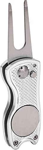 Golf-Green-Gabel, Edelstahl-Golfgabel, Faltbares Golf-Divot aus Metall, Putting-Green-Gabel-Divot, Reparaturwerkzeug, Kleine Langlebige Golf-Pitchgabel, Farbenfrohes Tragbares Divot-Werkzeug,(Silber)