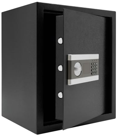 45L Tresor feuerfest, Tresore für zuhause, mit Schlüssel & Digital Zahlenschloss, Alarmfunktionen 38 * 31 * 45cm Safe Geldschrank Boden-Wandtresor Wandsafe für Schmuck Bargeld Sicherheit