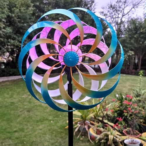 MEOYCHB Windrad,Farbenfrohes Windrad aus Metall 188x Ø 32cm,Garten-windfänger,Windmühlen,Windspiel Für Den Garten,Für Den Außenbereich,Hof,Rasen Und Garten