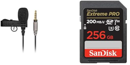 RØDE SmartLav+ Smartphone Lavalier Microphone with TRRS Connector for Broadcast, Filmmaking & SanDisk 256GB Extreme PRO SDXC card + RescuePRO Deluxe, up to 200MB/s, UHS-I, Class 10, U3, V30