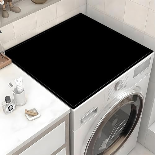Odot Housse de Machine à Laver Top 60x60cm Couleur Unie, Antidérapant Housse de Machine à Laver pour Machine à Laver ou Sèche-Linge Buanderie Réfrigérateur Cuisine (Noir）