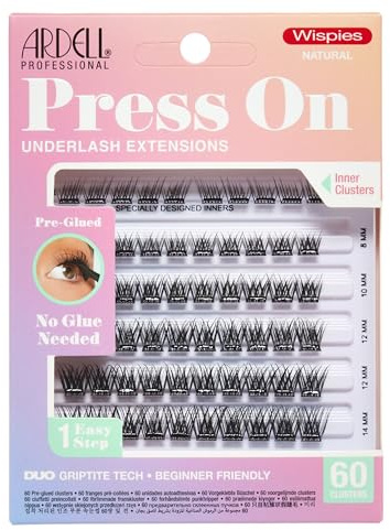 Ardell Press On Wispies Natural 60 ct | Underlash Cluster Wimpernverlängerung, kein Kleber für einfache Anwendung erforderlich, ganztägiges angenehmes Tragen