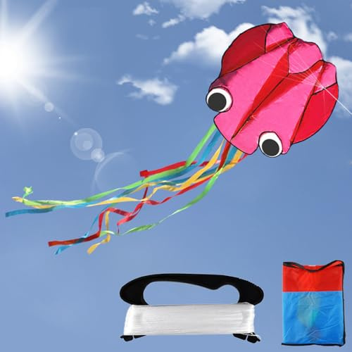Cometa Infantil, Hillylolly Juguete Cometa, Cometas Fáciles de Volar, Cometa Adulto Grande Playa, Cometa Acrobatica Niños, con 8 Colas Coloridas, Actividades al Aire Libre (Rosa)