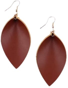 PU-Leder-Blatt-Ohrringe für Damen, Bohemian-Statement-Ohrringe, Damenschmuck, Braun