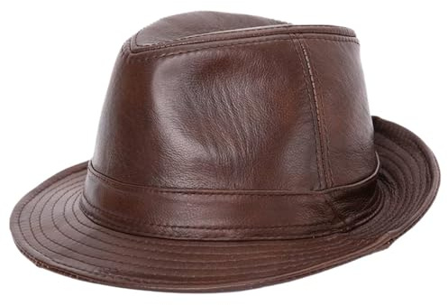 Leather Trilby Fedora Hat Short Brim Panama Jazz Hat 20s Bowler Gatsby Cap for Men Women