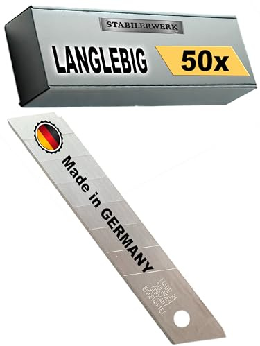 STABILERWERK - 50x 𝑳𝑨𝑵𝑮𝑳𝑬𝑩𝑰𝑮𝑬 Cuttermesser Klingen 18mm - 𝑴𝑨𝑫𝑬 𝑰𝑵 𝑮𝑬𝑹𝑴𝑨𝑵𝒀 - Klingen Cuttermesser 18mm - Abbrechklingen
