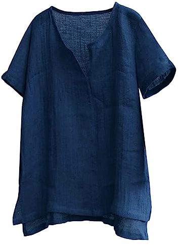 Leinenhemd Herren Kurzarm Hemd V-Ausschnitt Sommer Kurzarmhemd Leichte Freizeithemd Sommerhemden Männer Einfarbig Shirts Tshirt Bluse Atmungsaktives Bequemes Einfarbiges
