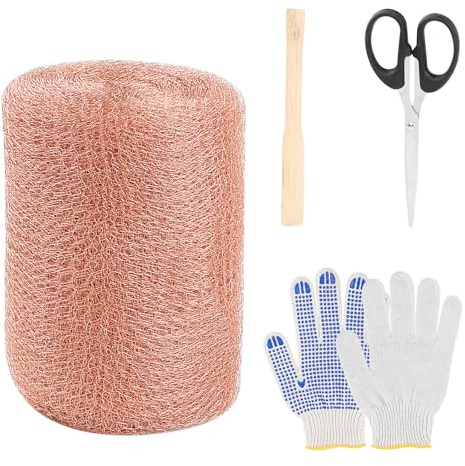 XHYASD Bande de Cuivre 12m x 127mm Contre Les Escargots, Barrière Anti-Escargots en Métal pour Jardin, Fil de Cuivre Double Couche surélevée avec Gants et Ciseaux, Anti-Escargots et Anti-Rongeurs