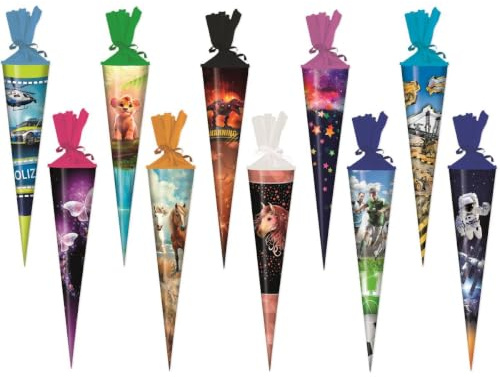 Livepac-Office 10x Schultüte/Zuckertüte / 25cm / rund