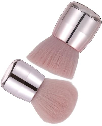 HONITANO Mushroom Shape Makeup Brushes 2pcs Set Retractable Face Powder and Blush Brush Cosmetic Tool for Foundation Application and Setting Powder Use