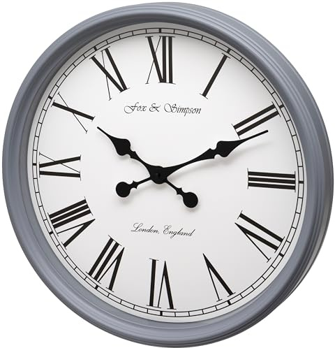 Fox and Simpson Extra Large 50cm / 20-Inch Grand Central Station Wall Clock in Grey
