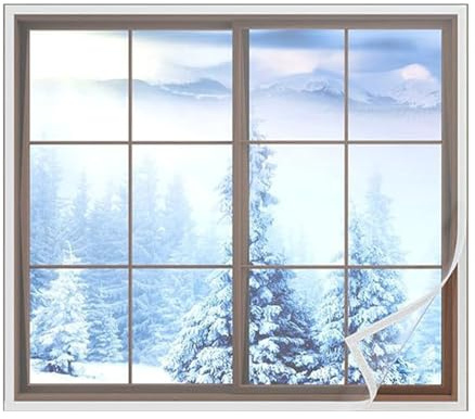 Película Aislante Para Ventanas,Protección contra Corrientes de Aire Film Transparente - Barrera contra Polvo para Ventanas de Invierno Apartamento Casa Baño Garaje