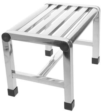 STOBAZA Taburete De Baño De Acero Inoxidable 28.5x20.1x21 Cm Antideslizante para Personas Mayores y Niños Uso Ducha y Cocina