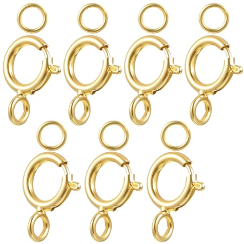 7 Stück Armband Verschluss 925 Sterlingsilber Karabinerverschluss, 5mm Verschlüsse für Armbänder Halskette Schmuckherstellung Biegeringe für DIY Armbänder Halsketten Zubehör (Gold)