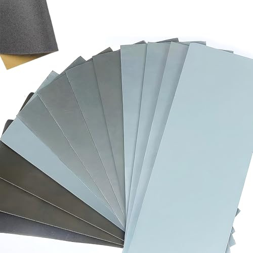45 Pcs Sand Paper, MEOAlBkey 120 to 5000 Grits Wet and Dry Sandpaper for Car Wood Metal Paint Glass Polishing & Finishing（9x3.6 Inchs）