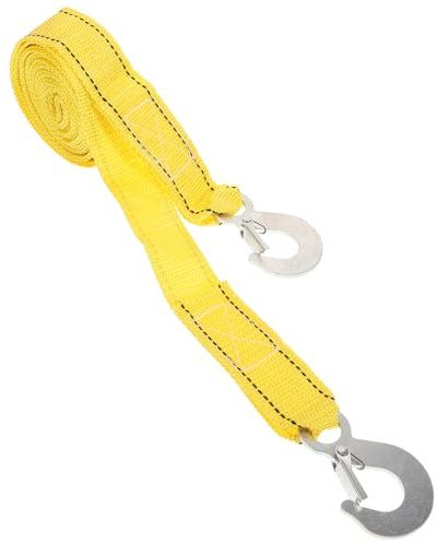 BELLIFFY Cuerda de Remolque de Nylon con Gancho, Resistente y Fácil de Transportar, Correa de Remolque Amarilla para Camión y Emergencias al Aire Libre