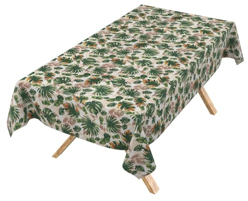 ANRO Tischdecke abwaschbar Dschungel 240x140 cm Outdoor wetterfest | schmutz- & wasserabweisend, pflegeleicht – waschbar bei 30 °C – ideal für Garten, Terrasse & Esszimmer
