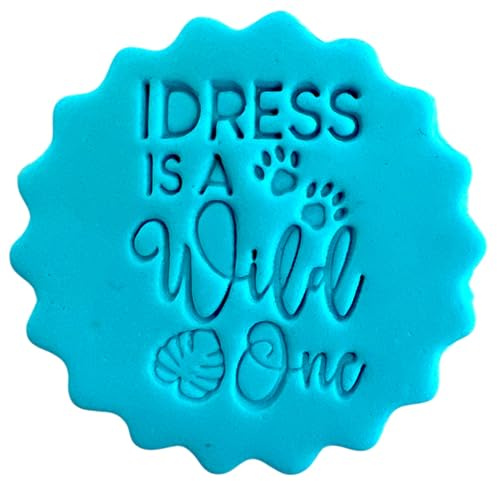 Personalised Cookie Stamp with Free Scallop Cutter, Birthday Name Age, 5cm Acrylic Biscuit Embosser, Food-Safe Plastic Baking Tool, Fits M&S All Butter Biscuits (Design 22)