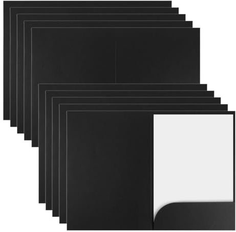 10 Piezas Carpetas de Papel Kraft A4 con Ranuras para Tarjetas (Negro) | Carpeta de Presentación Carpetas de Carton, Carpetas Carton con Solapa para Reuniones, Presentaciones, Contratos, Informes