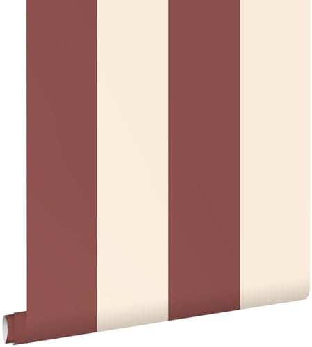 papier peint à rayures rouge bordeaux et blanc 0.53 x 10.05 m - ESTAhome