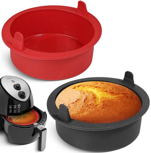 webake Mini Kuchenform Silikon Airfryer Kuchenform 2 Stück 16 cm Kleine Kuchenform Rund Slikon Backformen Air Fryer Backform für Heißluftfritteuse