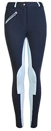 GS Equestrian Women's Kerry Jodhpurs, Navy/Sky Blue - Size UK 10