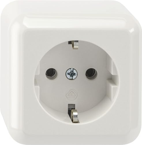 Schneider Electric Merten Schuko-Steckdose, 1-fach, MEG2301-8719 | Aufputz, 16A, 250V, Steckklemmen, polarweiss, 1 Stück